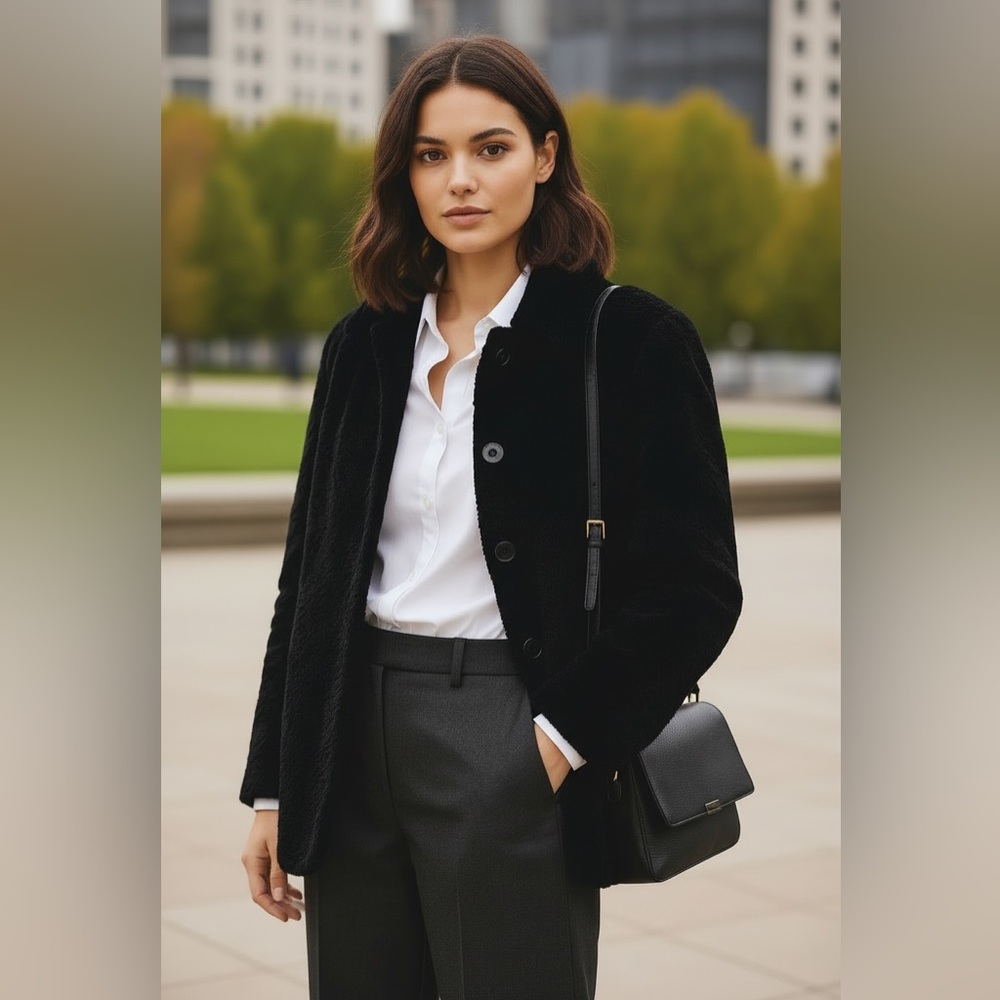 Ann Taylor - Women's Collard Black Coat.